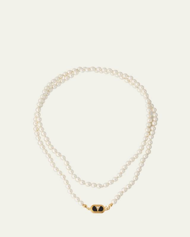 VLOGO Akoya Pearl Layered Ovalette Necklace